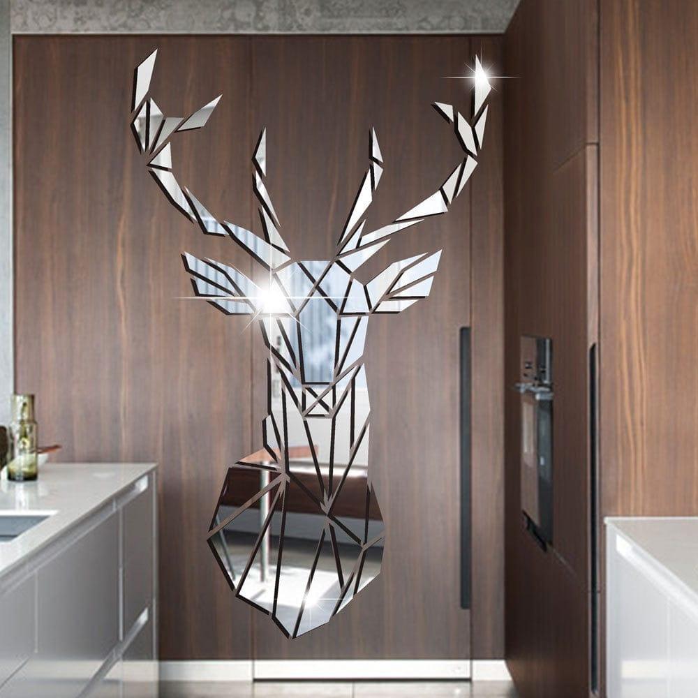 Shop 0 3D Deer Head Mirror Wall Sticker DIY Multiple Sizes Acrylic Mirror Stickers Mural Living Room Bedroom Kids Home Decoration Mademoiselle Home Decor