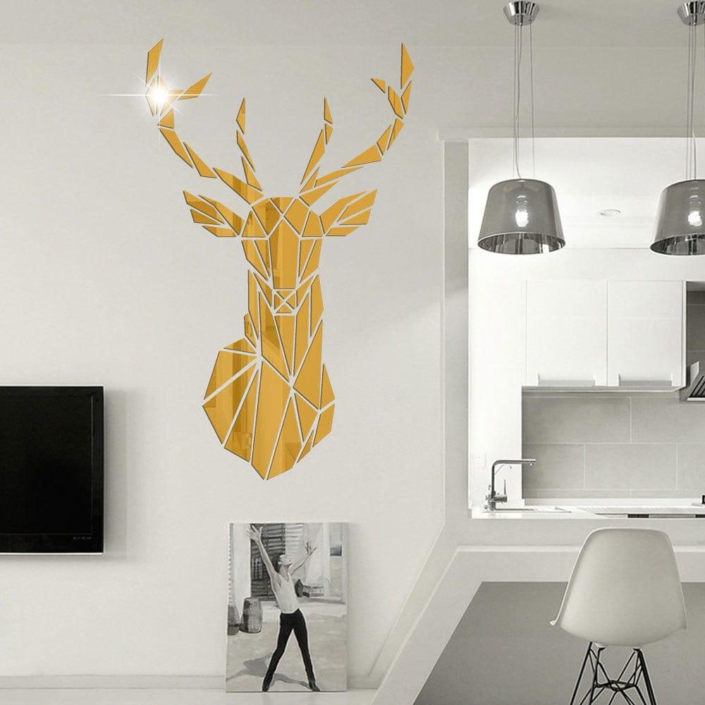 Shop 0 3D Deer Head Mirror Wall Sticker DIY Multiple Sizes Acrylic Mirror Stickers Mural Living Room Bedroom Kids Home Decoration Mademoiselle Home Decor