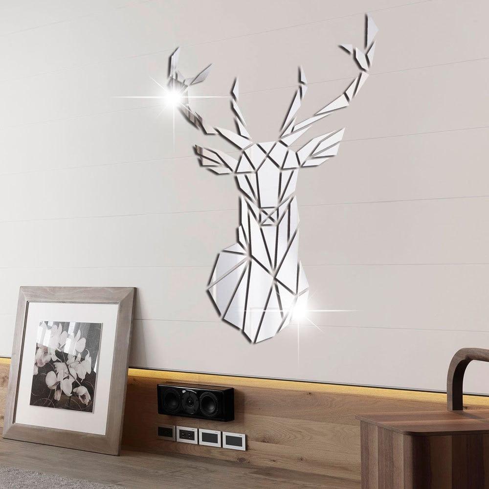 Shop 0 3D Deer Head Mirror Wall Sticker DIY Multiple Sizes Acrylic Mirror Stickers Mural Living Room Bedroom Kids Home Decoration Mademoiselle Home Decor