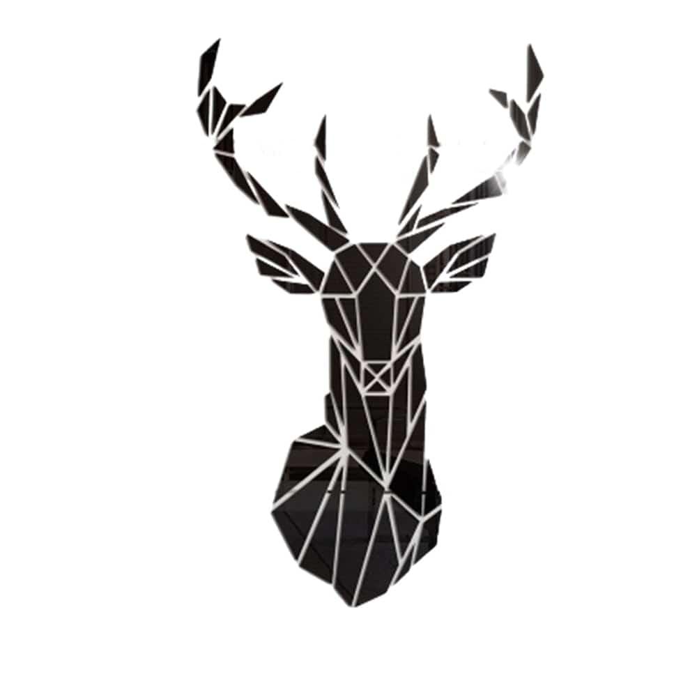 Shop 0 Black / 72x43cm 3D Deer Head Mirror Wall Sticker DIY Multiple Sizes Acrylic Mirror Stickers Mural Living Room Bedroom Kids Home Decoration Mademoiselle Home Decor