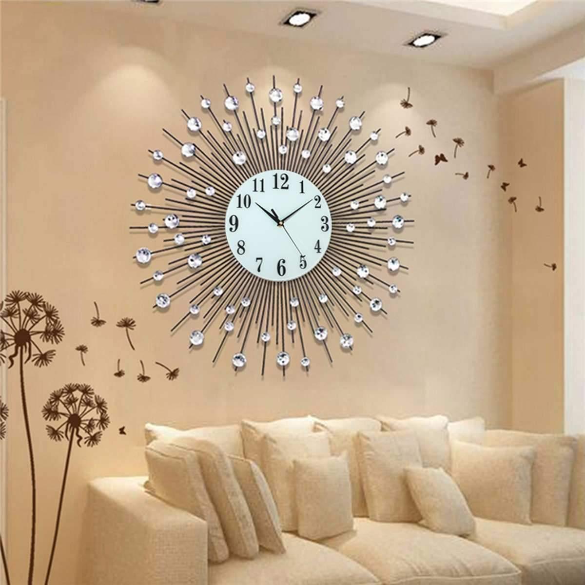 Shop 0 Gypsophila Diamond Fashion Wall Clock European Style Wrought Iron Clock Creative Decoration Clock Vintage Metal Art Wall Clock Mademoiselle Home Decor