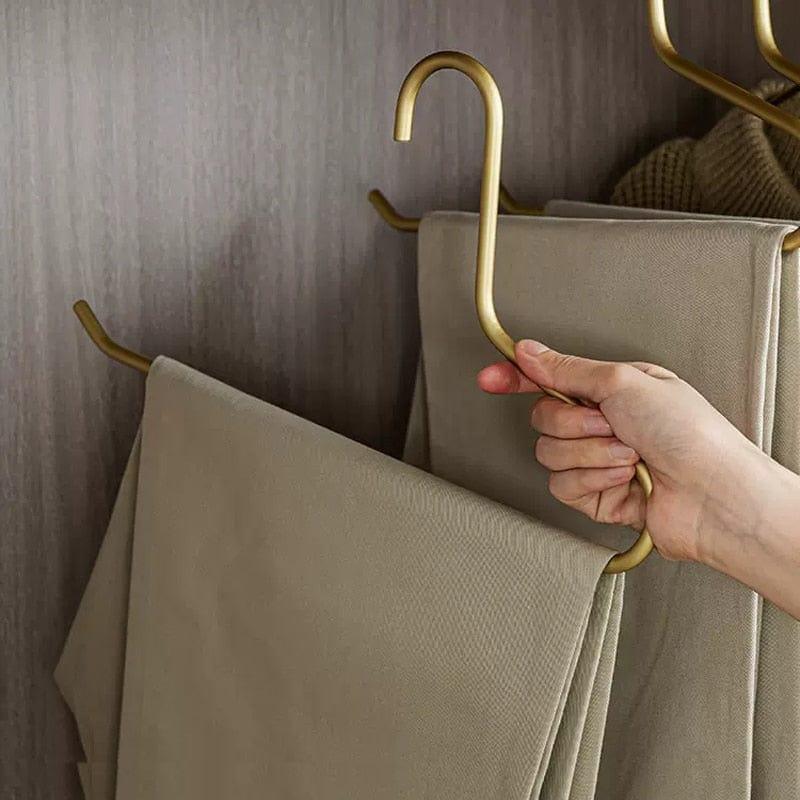 Shop 0 5pcs Non-Slip Pants Rack Trouser Drying Hangers Gold/Sliver Solid Metal Open Ended Pant Storage Space Saver Wardrobe Organzier Mademoiselle Home Decor