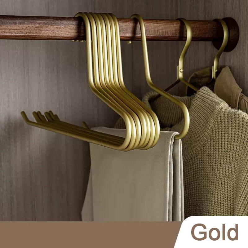 Shop 0 5pcs Gold 5pcs Non-Slip Pants Rack Trouser Drying Hangers Gold/Sliver Solid Metal Open Ended Pant Storage Space Saver Wardrobe Organzier Mademoiselle Home Decor