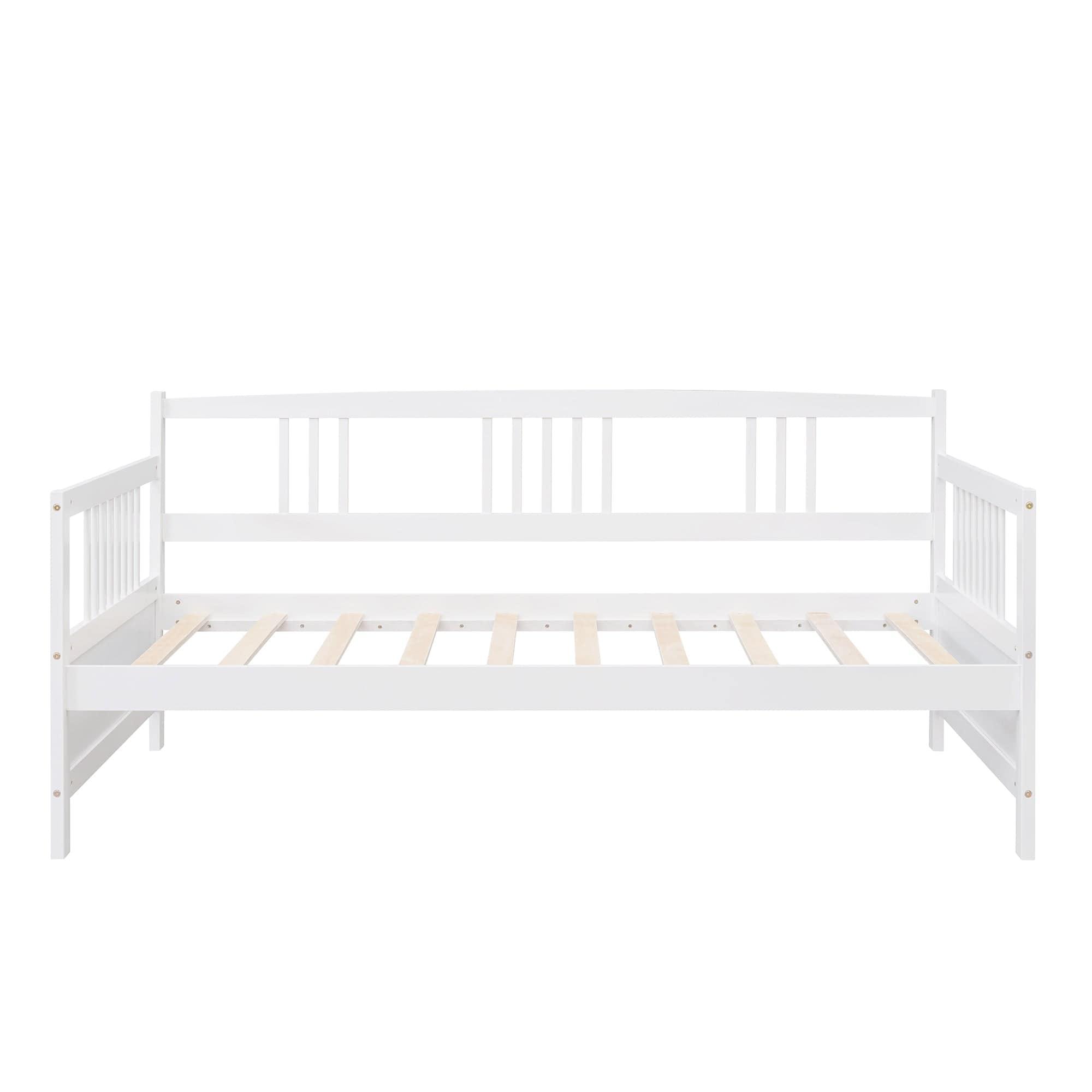 Shop Twin Size Daybed Wood Bed with Twin Size Trundle,White Mademoiselle Home Decor