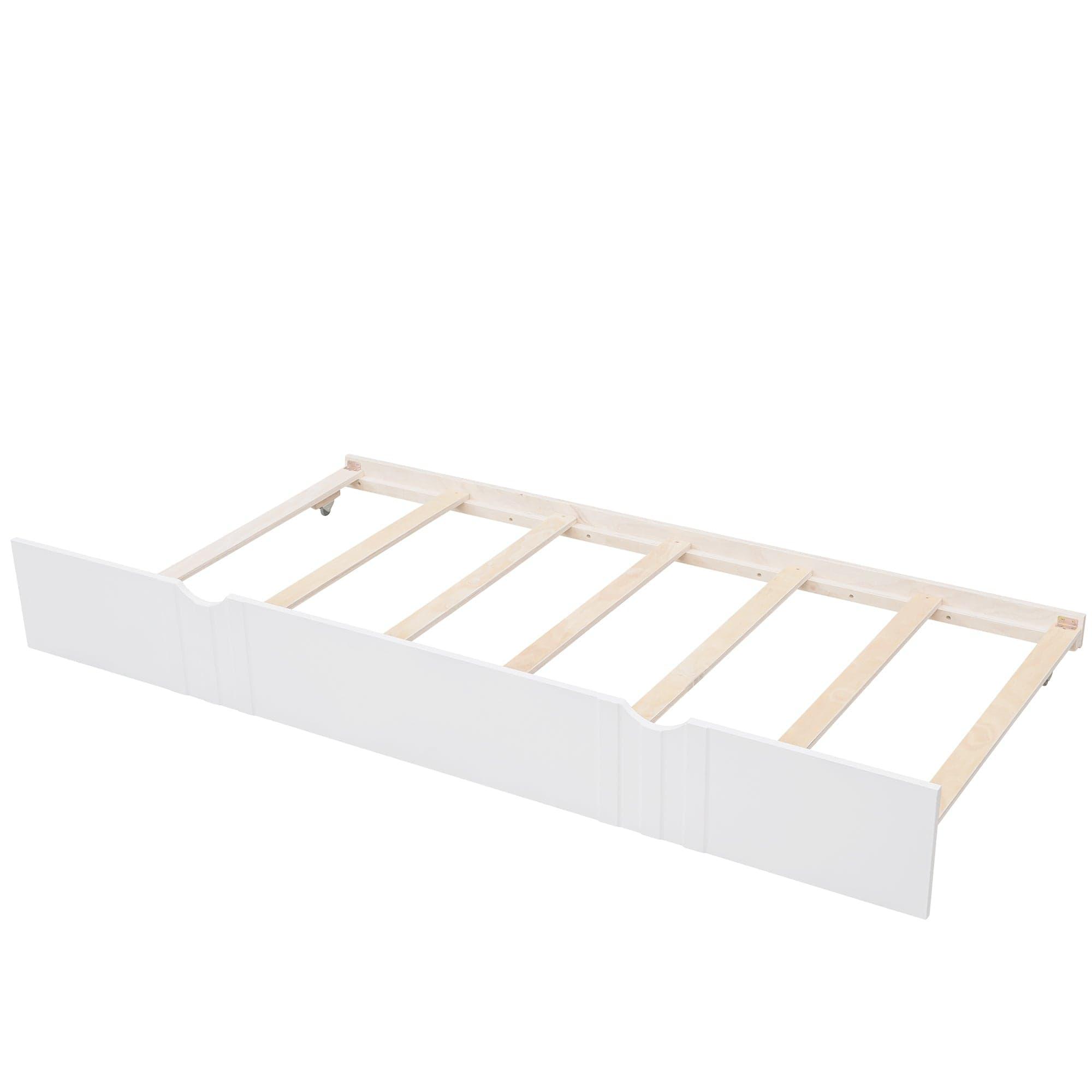 Shop Twin Size Daybed Wood Bed with Twin Size Trundle,White Mademoiselle Home Decor