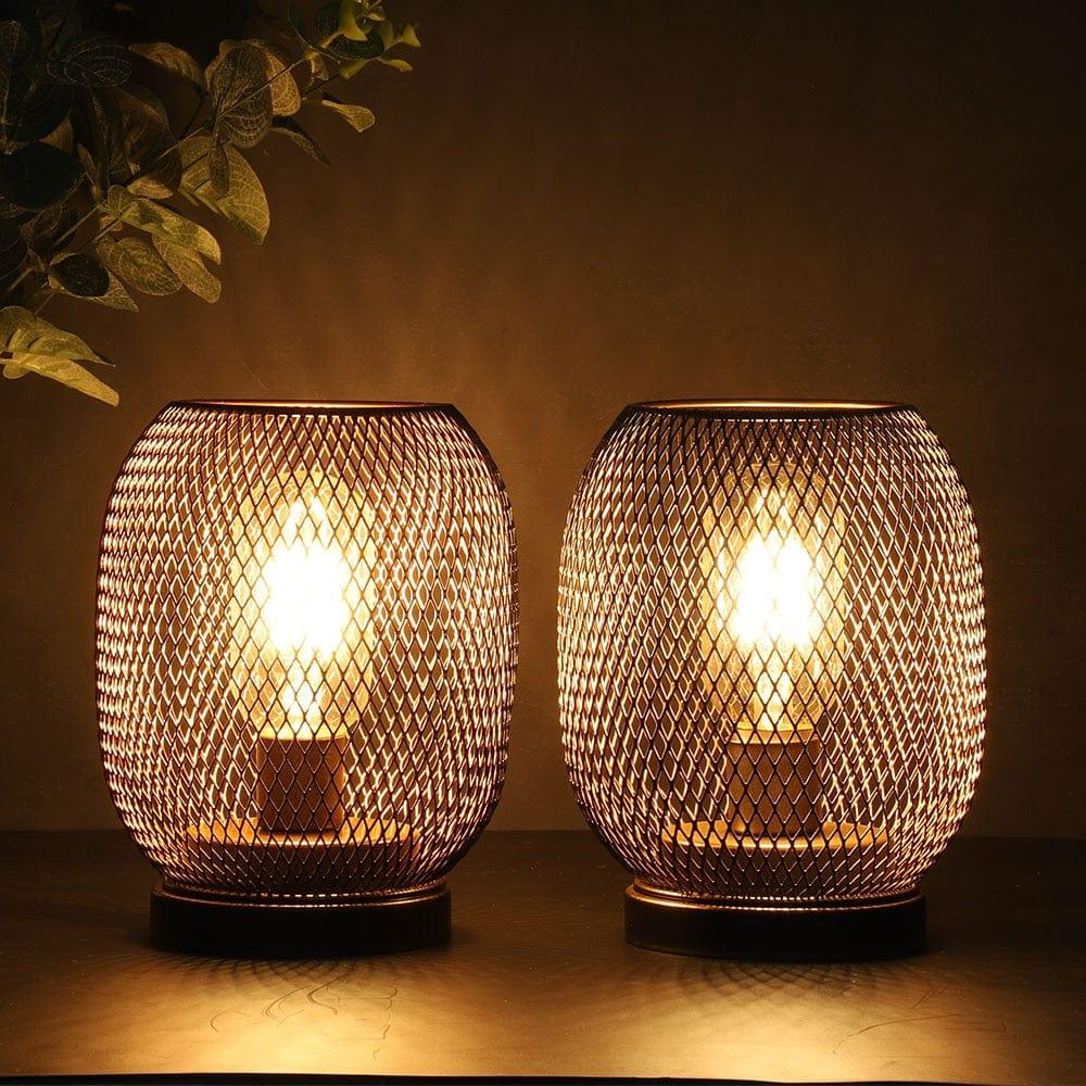 Shop 0 2Pcs Metal Cage Table Lamp Round Shaped LED Lantern Battery Powered Cordless Lamp for Weddings Party  Home Decor Candle Holder Mademoiselle Home Decor