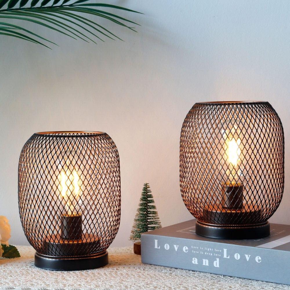 Shop 0 2Pcs Metal Cage Table Lamp Round Shaped LED Lantern Battery Powered Cordless Lamp for Weddings Party  Home Decor Candle Holder Mademoiselle Home Decor