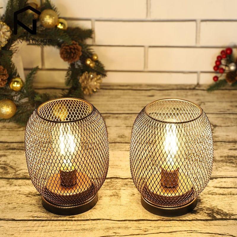 Shop 0 2Pcs Metal Cage Table Lamp Round Shaped LED Lantern Battery Powered Cordless Lamp for Weddings Party  Home Decor Candle Holder Mademoiselle Home Decor