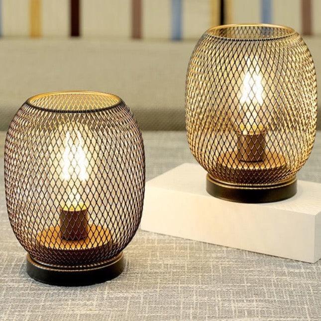 Shop 0 2Pcs Metal Cage Table Lamp Round Shaped LED Lantern Battery Powered Cordless Lamp for Weddings Party  Home Decor Candle Holder Mademoiselle Home Decor