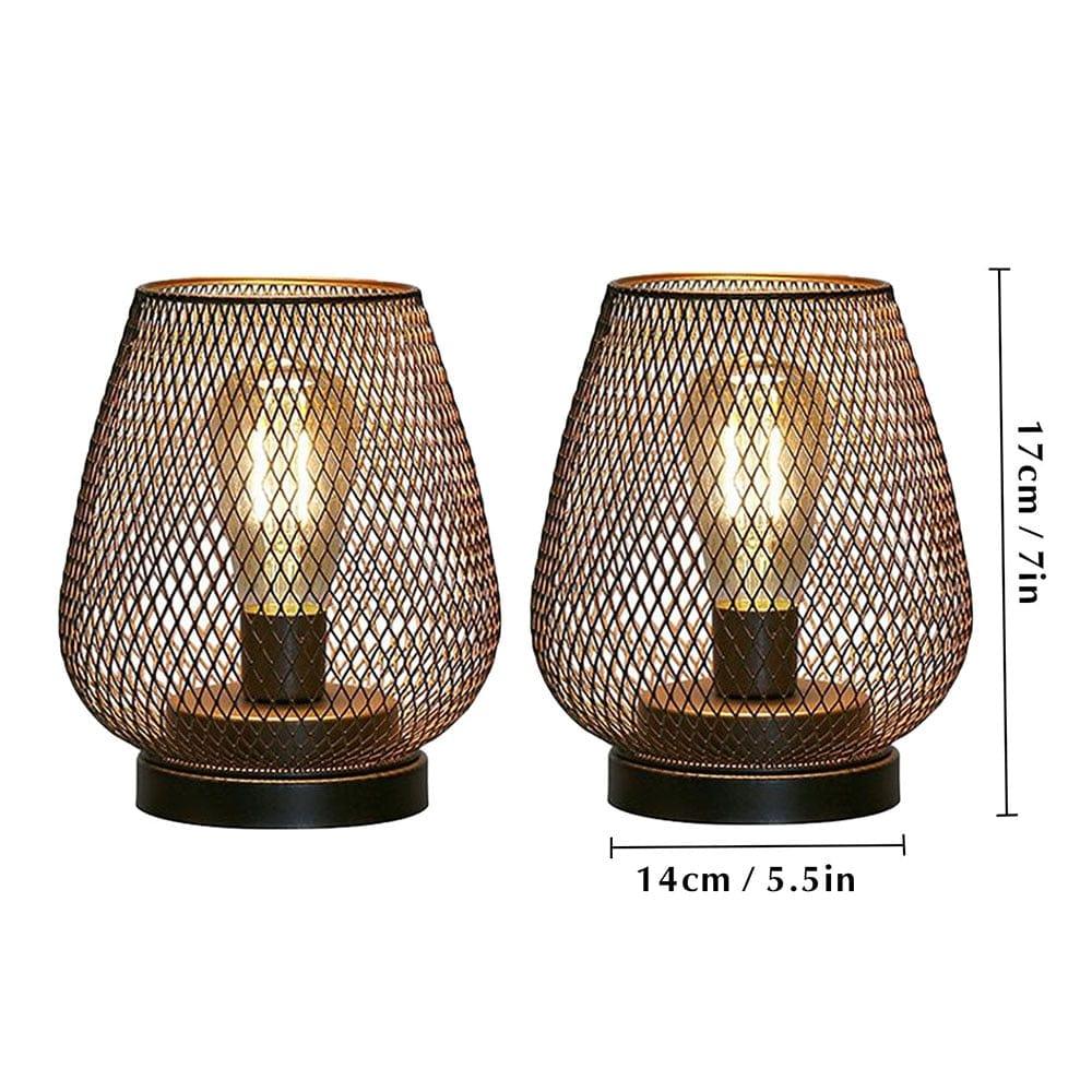 Shop 0 2Pcs B / China 2Pcs Metal Cage Table Lamp Round Shaped LED Lantern Battery Powered Cordless Lamp for Weddings Party  Home Decor Candle Holder Mademoiselle Home Decor