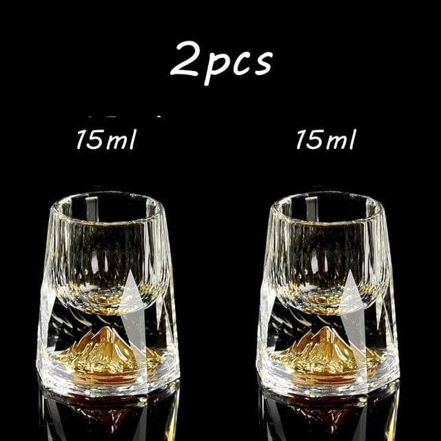 Shop 0 15ml B 2pcs / China Shot Glass Crystal Gold Foil Crystal Shot Glasses For Wine Set Double Glass Wine Cup For Home Bar Cups Sake Shochu Glass Mademoiselle Home Decor