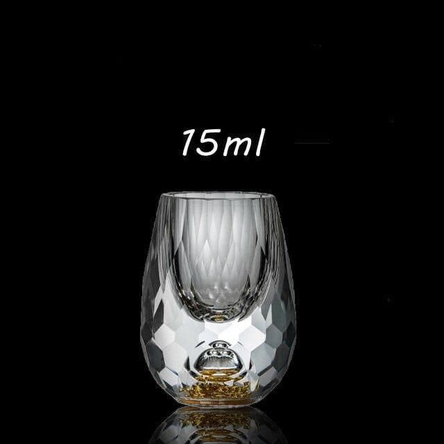 Shop 0 15ml C / China Shot Glass Crystal Gold Foil Crystal Shot Glasses For Wine Set Double Glass Wine Cup For Home Bar Cups Sake Shochu Glass Mademoiselle Home Decor