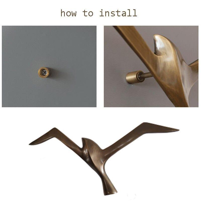 Shop 0 American Luxury Pure Copper Creative Bird Seagull pigeon Hanging Wall Decoration Retro Industrial Ornament Living Room Sea Gull Mademoiselle Home Decor