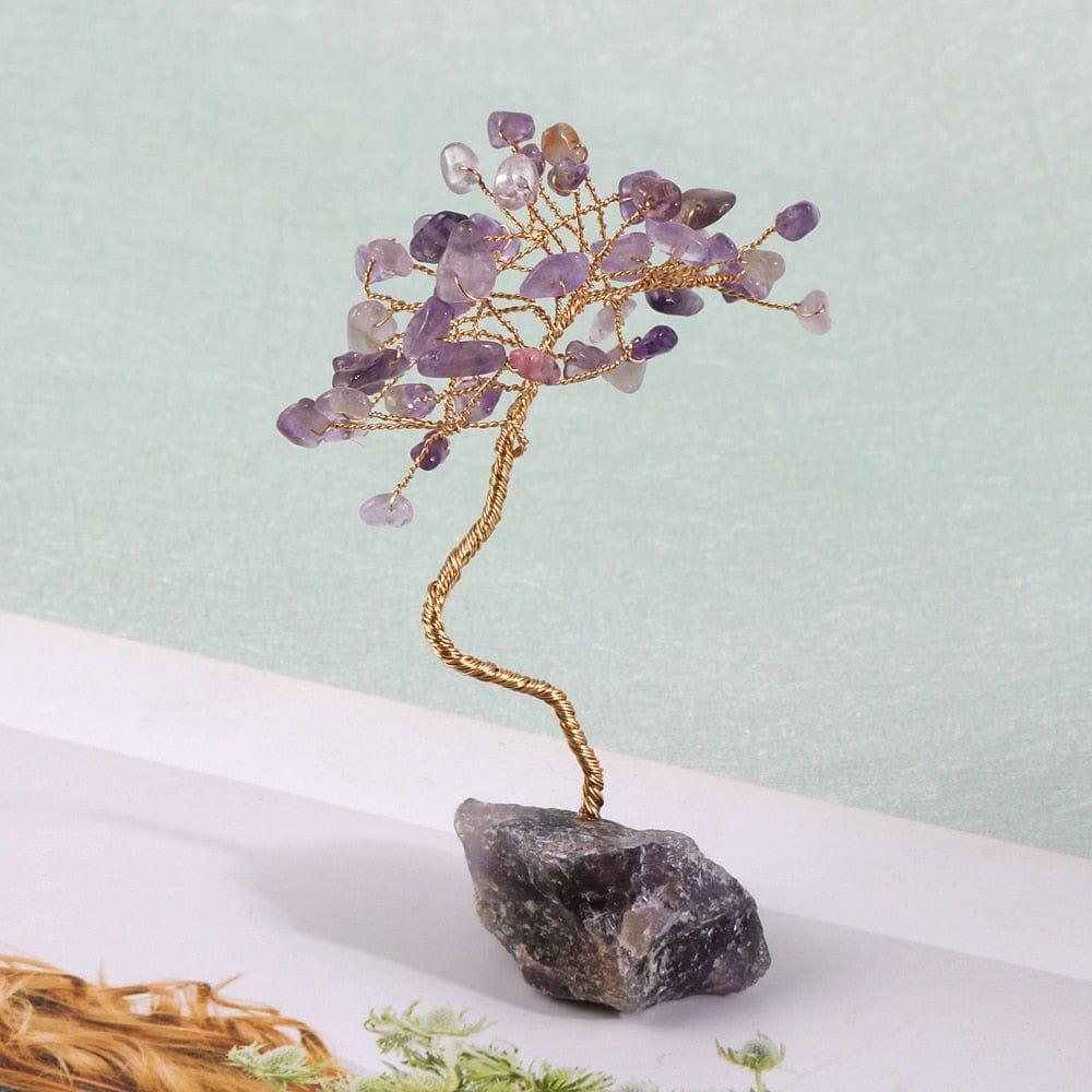 Shop 0 Amethysts Mini Natural Crystal Quartz Tree of Life Copper Wire Amethysts Tiger Eye Chip Gravel Trees Reiki Healing Home Room Decoration Mademoiselle Home Decor