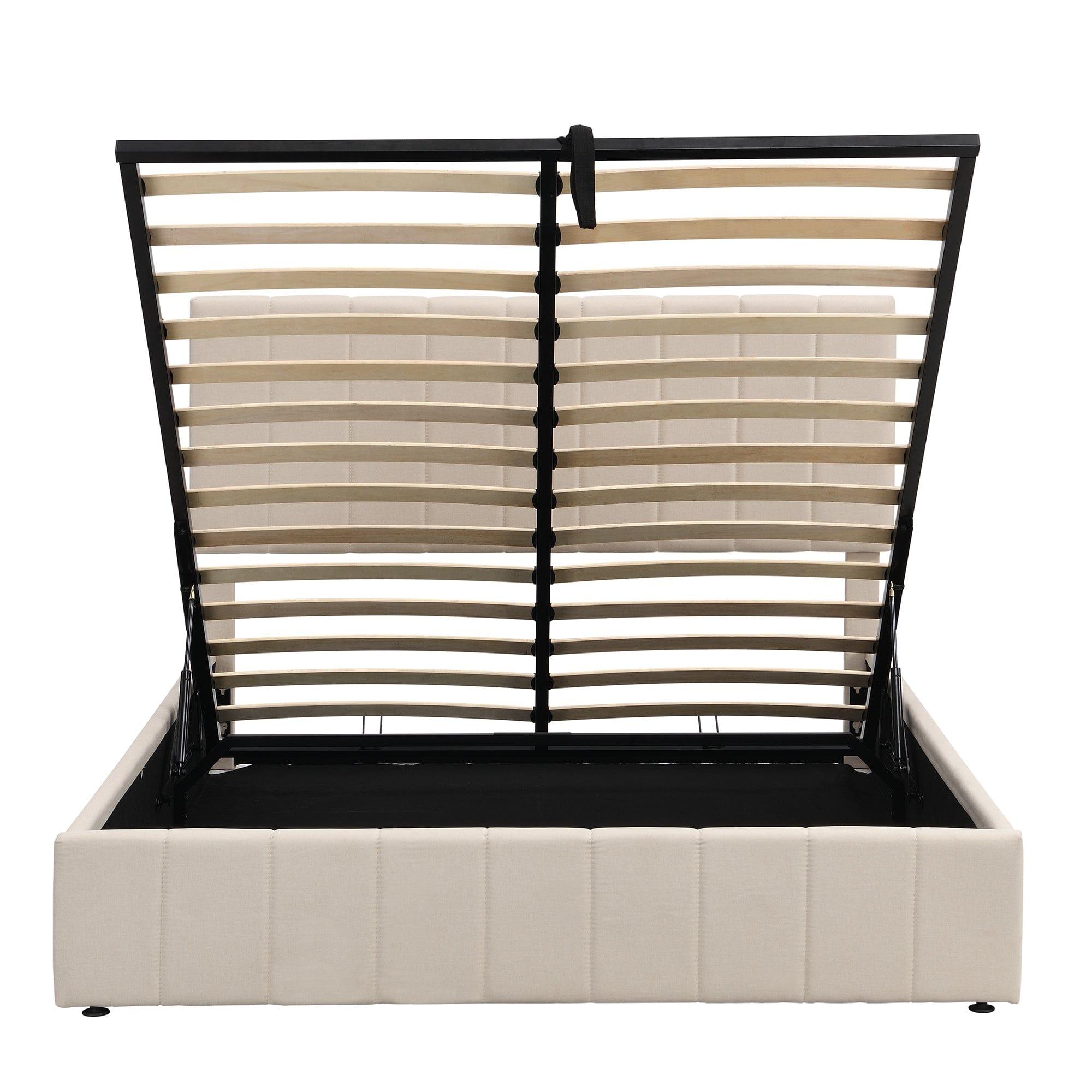 Shop Balmain Upholstered Platform Bed With Under Storage  - Queen Mademoiselle Home Decor