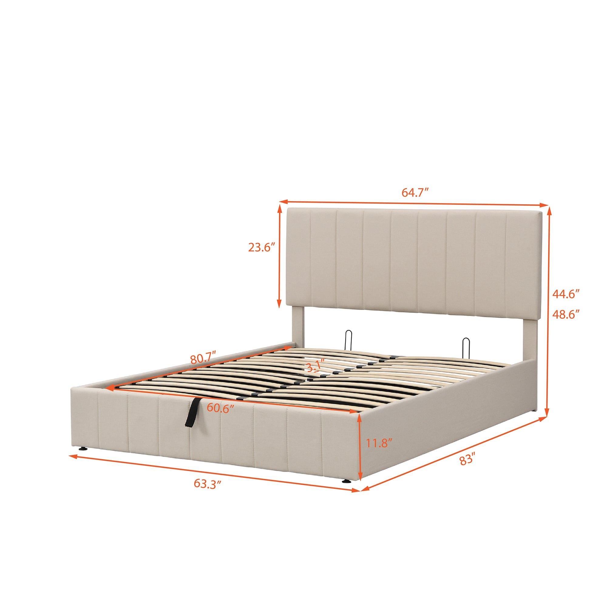 Shop Balmain Upholstered Platform Bed With Under Storage  - Queen Mademoiselle Home Decor