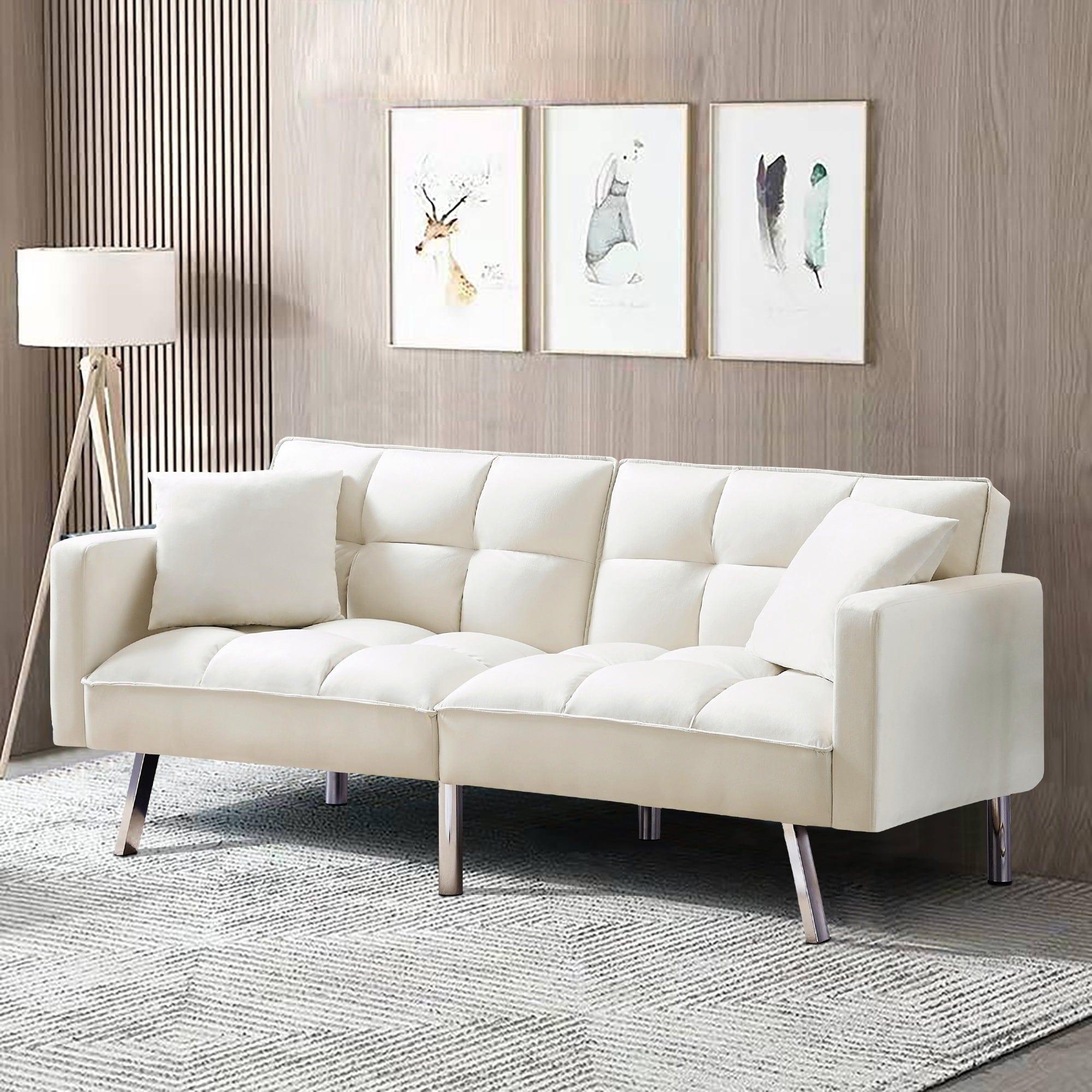 Shop Barcelona Beige Convertible Sofa Bed Mademoiselle Home Decor