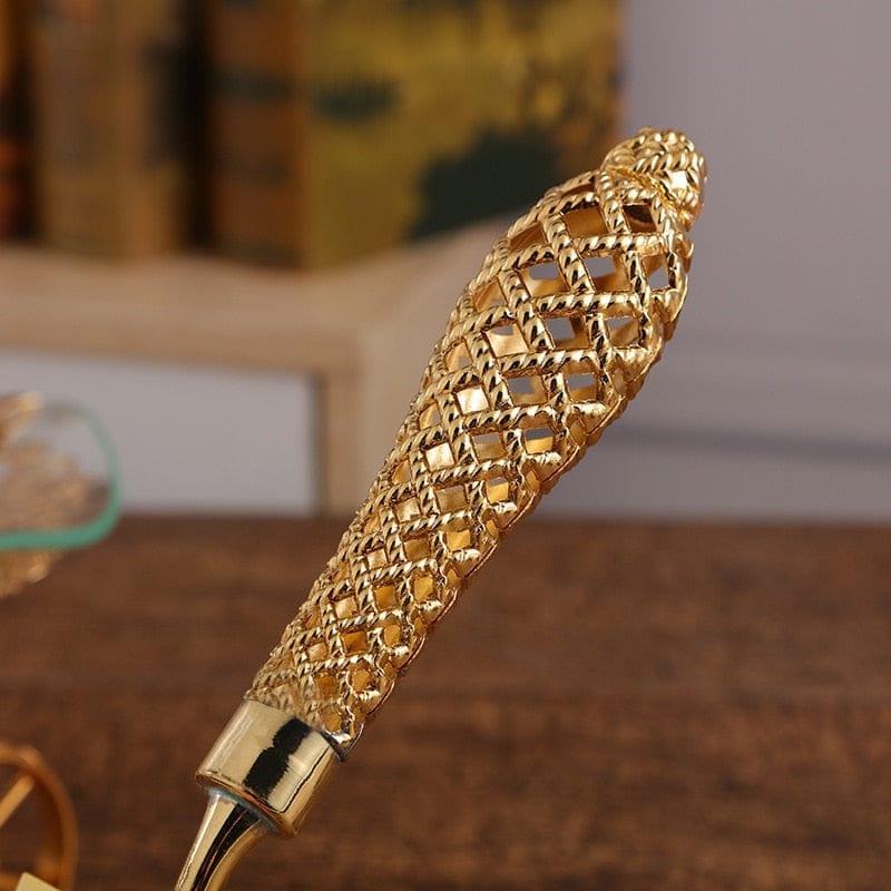 Shop 0 High-quality Western baking tool hollow handle triangular pizza shovel cake dessert cutter two-piece set gold cutlery Mademoiselle Home Decor