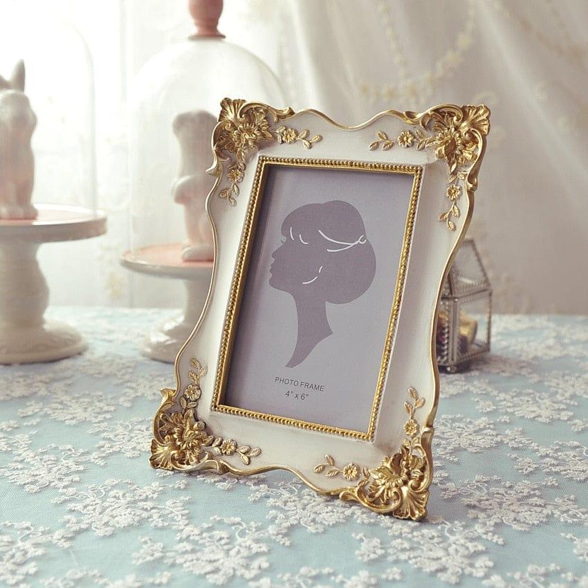 Shop 0 white / 9.7x13.7cm Embossed photo frame creative table European painted gold resin photo frame 6 inch photo frame home decoration Mademoiselle Home Decor