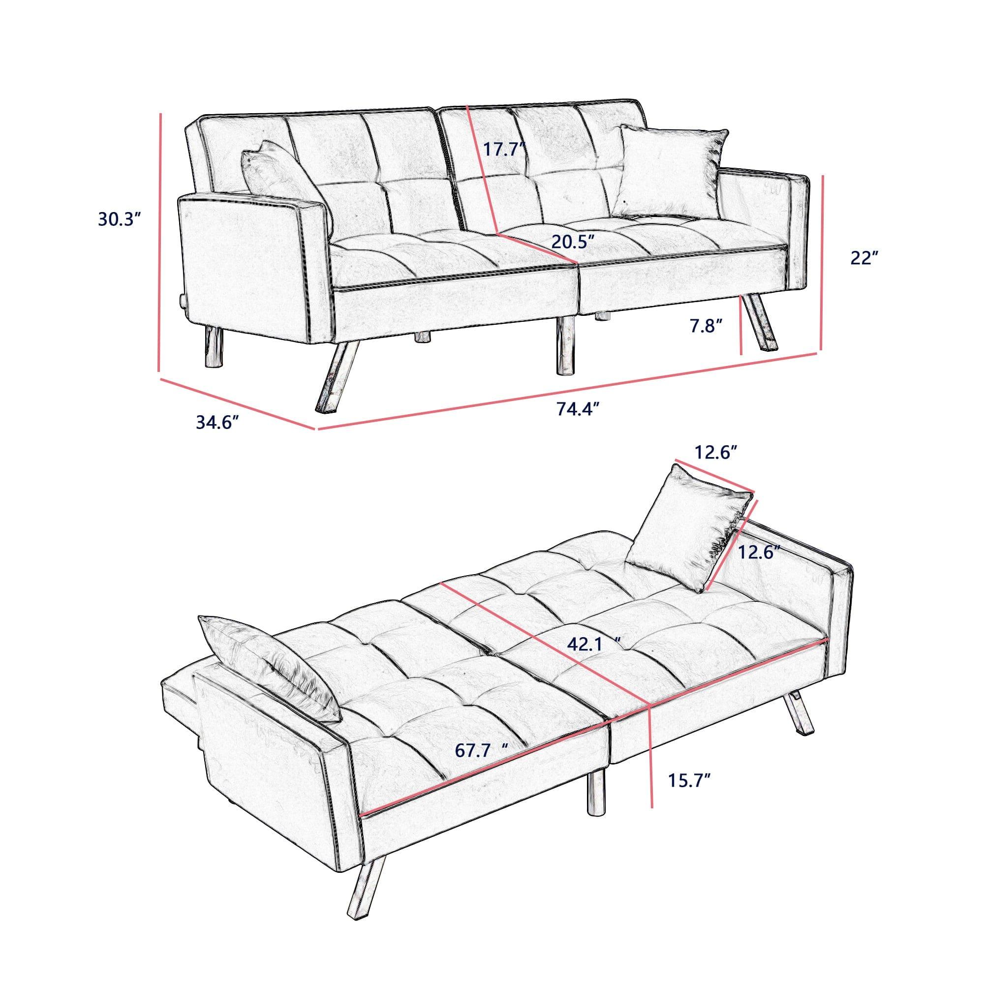 Shop Barcelona Grey Convertible Sofa Bed Mademoiselle Home Decor