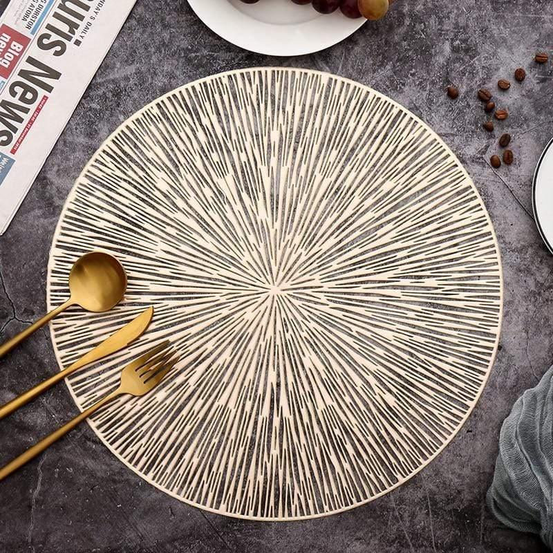 Shop 0 6/4PCS Round Placemats Restaurant Hollow PVC decoration Meal Mat Anti-hot Dining Table Line Mat Steak Plate Pad Mademoiselle Home Decor