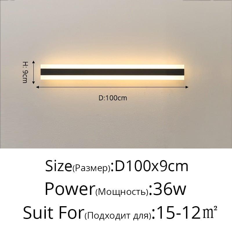 Shop 0 02 36W 100x9cm / Warm White No Remote / Not Waterproof New Outdoor Waterproof Modern LED Wall Lights With Remote Living Room Bedroom Corridor Porch Black Indoor Lamp Lighting Dimmable Mademoiselle Home Decor