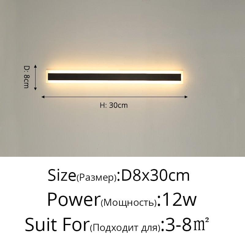 Shop 0 12W 8x30cm / Warm White No Remote / Not Waterproof New Outdoor Waterproof Modern LED Wall Lights With Remote Living Room Bedroom Corridor Porch Black Indoor Lamp Lighting Dimmable Mademoiselle Home Decor