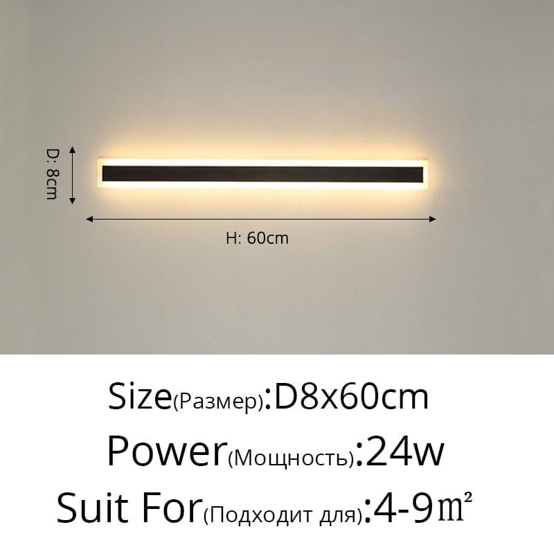 Shop 0 24W 8x60cm / Warm White No Remote / Not Waterproof New Outdoor Waterproof Modern LED Wall Lights With Remote Living Room Bedroom Corridor Porch Black Indoor Lamp Lighting Dimmable Mademoiselle Home Decor
