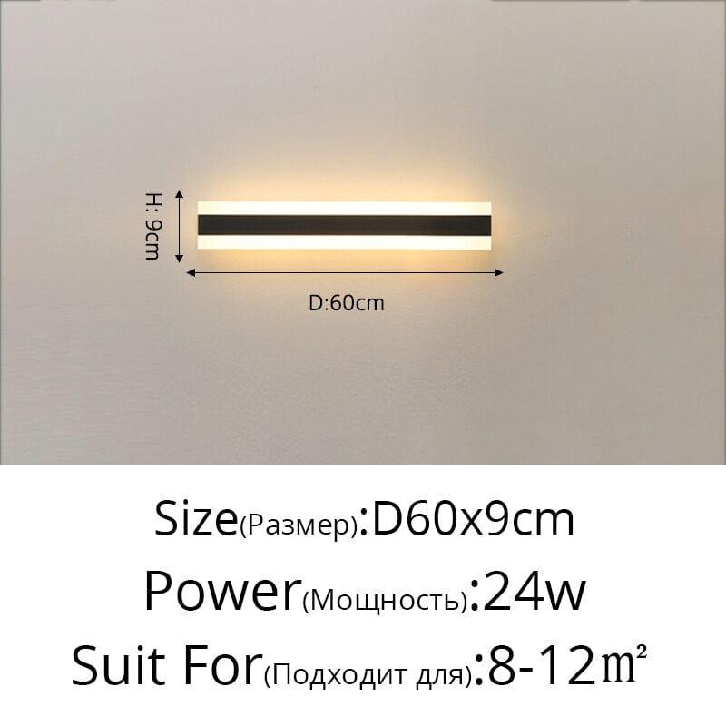 Shop 0 02 24W 60x9cm / Warm White No Remote / Not Waterproof New Outdoor Waterproof Modern LED Wall Lights With Remote Living Room Bedroom Corridor Porch Black Indoor Lamp Lighting Dimmable Mademoiselle Home Decor