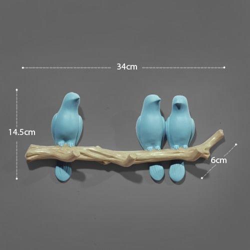 Shop 0 Blue 3 birds / China Wall Decorations Home Accessories Living Room Hanger Resin Bird hanger key kitchen Coat Clothes Towel Hooks Hat Handbag Holder Mademoiselle Home Decor