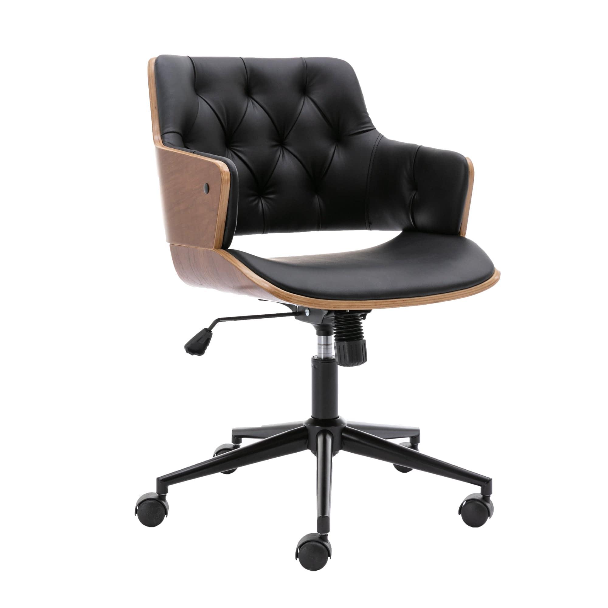 Shop HengMing Bentwood Adjustable Office Chair , black PU Leather Upholstery and black foot Mademoiselle Home Decor