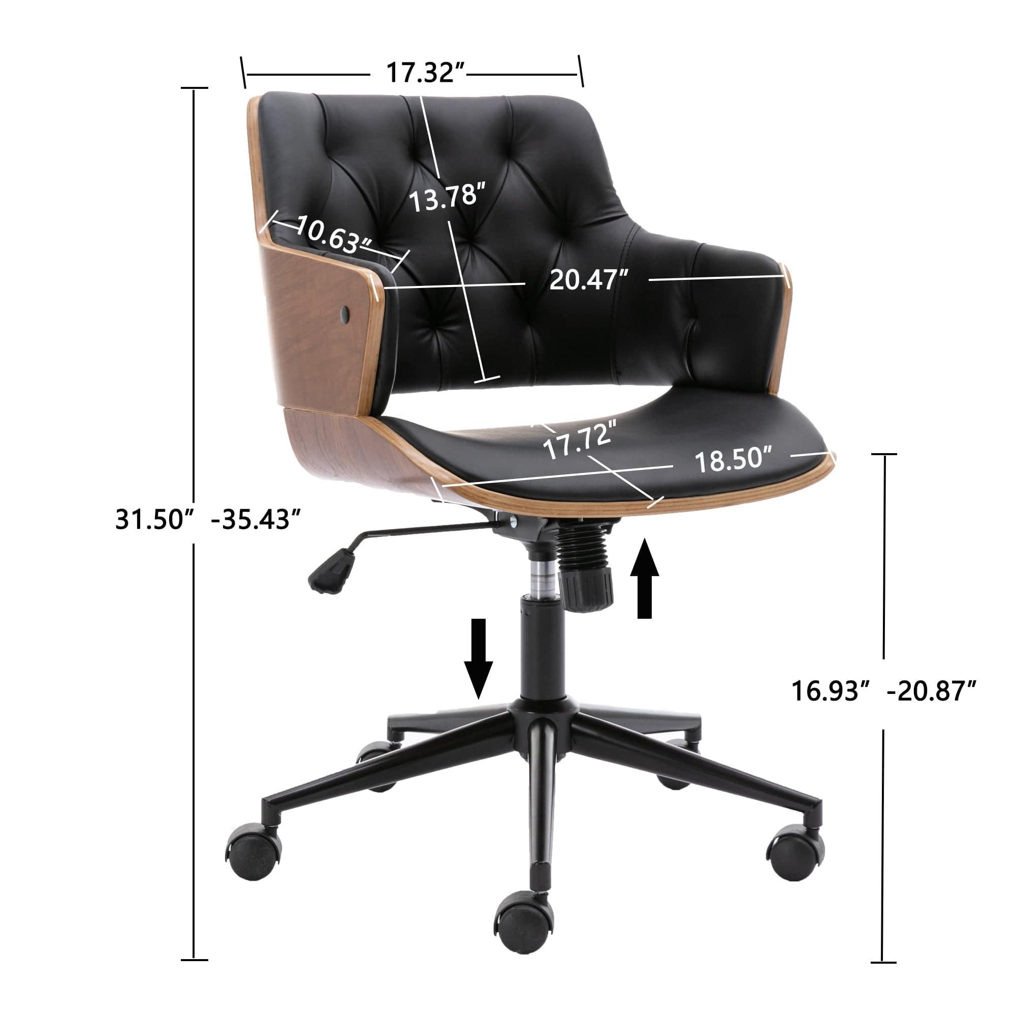 Shop HengMing Bentwood Adjustable Office Chair , black PU Leather Upholstery and black foot Mademoiselle Home Decor