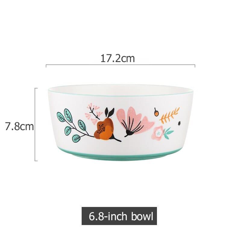 Shop 0 Green B Floral Design Ceramic Dinnerware Chinese Cuisine Rice Bowl Soup Ramen Bowl Dessert Saucer Pasta Steak Plate Dinner Dishes Mademoiselle Home Decor