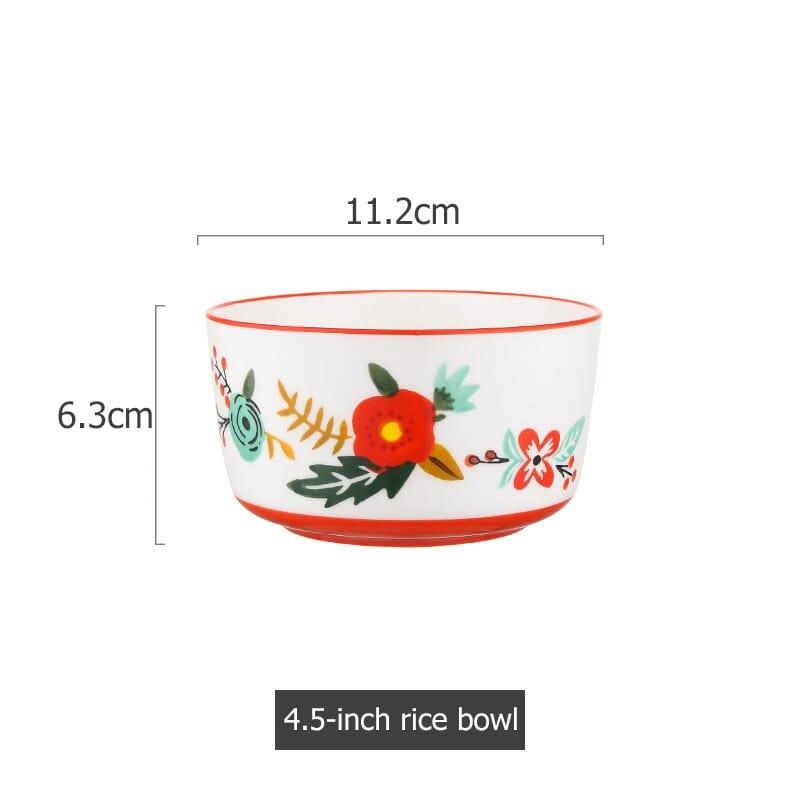 Shop 0 Red A Floral Design Ceramic Dinnerware Chinese Cuisine Rice Bowl Soup Ramen Bowl Dessert Saucer Pasta Steak Plate Dinner Dishes Mademoiselle Home Decor