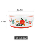 Shop 0 Red B Floral Design Ceramic Dinnerware Chinese Cuisine Rice Bowl Soup Ramen Bowl Dessert Saucer Pasta Steak Plate Dinner Dishes Mademoiselle Home Decor