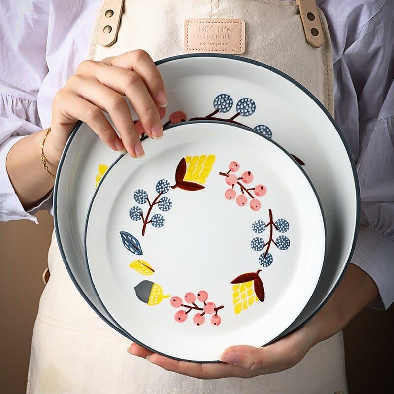 Shop 0 Floral Design Ceramic Dinnerware Chinese Cuisine Rice Bowl Soup Ramen Bowl Dessert Saucer Pasta Steak Plate Dinner Dishes Mademoiselle Home Decor