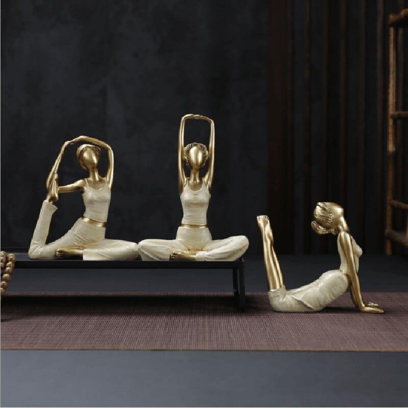 Shop 0 B-3 piece Home Decoration Yoga Pose Figurine Statue Art Abstract Meditation Yoga Scuplture Decorative Resin Girl Home Bookshelf Decor Gift Mademoiselle Home Decor