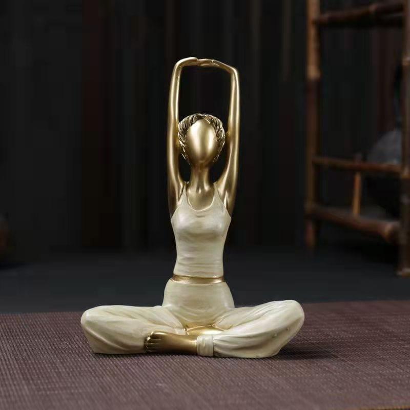 Shop 0 champagne-B3 Home Decoration Yoga Pose Figurine Statue Art Abstract Meditation Yoga Scuplture Decorative Resin Girl Home Bookshelf Decor Gift Mademoiselle Home Decor