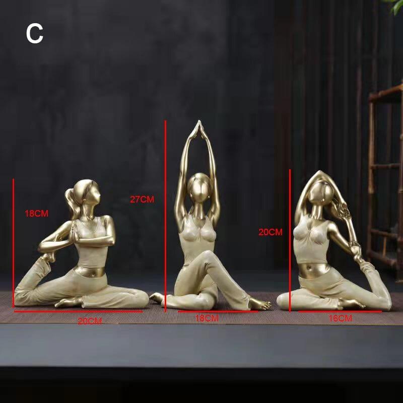 Shop 0 C-3 piece Home Decoration Yoga Pose Figurine Statue Art Abstract Meditation Yoga Scuplture Decorative Resin Girl Home Bookshelf Decor Gift Mademoiselle Home Decor