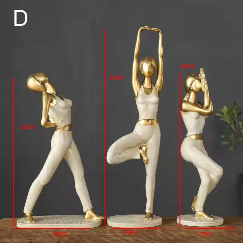 Shop 0 D-3 piece Home Decoration Yoga Pose Figurine Statue Art Abstract Meditation Yoga Scuplture Decorative Resin Girl Home Bookshelf Decor Gift Mademoiselle Home Decor