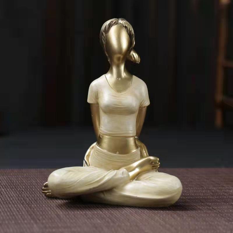 Shop 0 champagne-A1 Home Decoration Yoga Pose Figurine Statue Art Abstract Meditation Yoga Scuplture Decorative Resin Girl Home Bookshelf Decor Gift Mademoiselle Home Decor