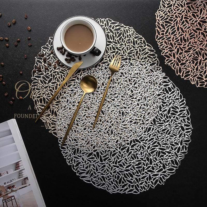 Shop 0 Promotion Round Placemats Restaurant Hollow PVC decoration Meal Mat Anti-hot Dining Table Line Mat Steak Plate Pad 4/6pc Mademoiselle Home Decor