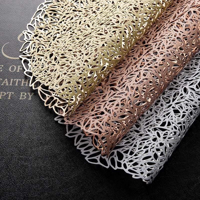 Shop 0 Promotion Round Placemats Restaurant Hollow PVC decoration Meal Mat Anti-hot Dining Table Line Mat Steak Plate Pad 4/6pc Mademoiselle Home Decor