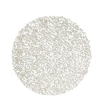 Shop 0 Silver / Diameter 38cm / 4 pieces Promotion Round Placemats Restaurant Hollow PVC decoration Meal Mat Anti-hot Dining Table Line Mat Steak Plate Pad 4/6pc Mademoiselle Home Decor