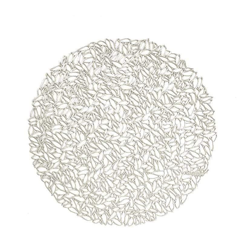 Shop 0 Silver / Diameter 38cm / 4 pieces Promotion Round Placemats Restaurant Hollow PVC decoration Meal Mat Anti-hot Dining Table Line Mat Steak Plate Pad 4/6pc Mademoiselle Home Decor