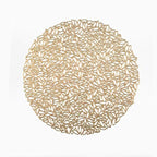 Shop 0 Golden / Diameter 38cm / 4 pieces Promotion Round Placemats Restaurant Hollow PVC decoration Meal Mat Anti-hot Dining Table Line Mat Steak Plate Pad 4/6pc Mademoiselle Home Decor