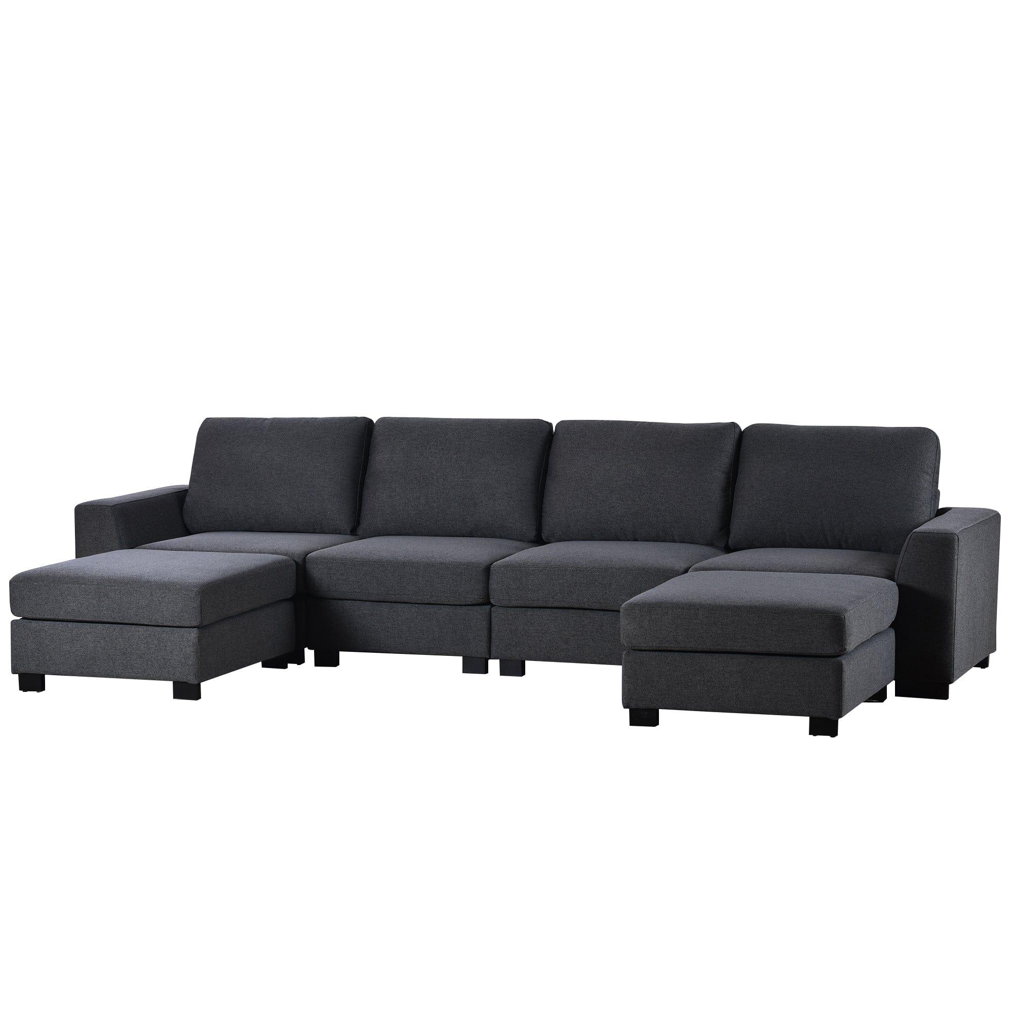 Shop U_STYLE 3 Pieces U shaped Sofa with Removable Ottomans Mademoiselle Home Decor