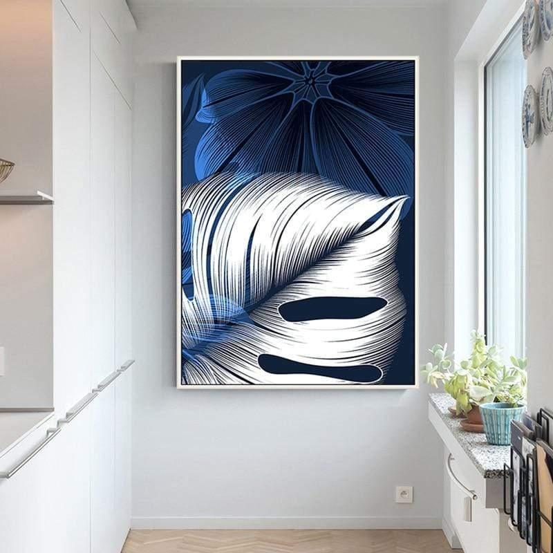 Shop 0 Abstract Blue White Plant Leaf Posters Print Modern Home Decor Picture Wall Art Canvas Painting Nordic Living Room Decor Cuadros Mademoiselle Home Decor