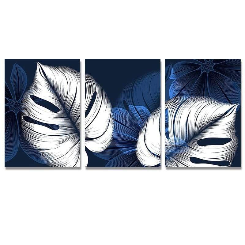 Shop 0 13x18cm No Frame / 3pcs set Abstract Blue White Plant Leaf Posters Print Modern Home Decor Picture Wall Art Canvas Painting Nordic Living Room Decor Cuadros Mademoiselle Home Decor