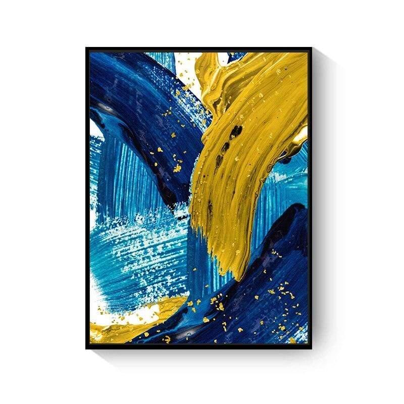 Shop 0 15x20cm No Frame / 202006NQ070E Abstract Wall Poster Yellow Golden Foil Blue Nordic Canvas Print Colorful Block Art Painting Pictures Living Room Hotel Decor Mademoiselle Home Decor